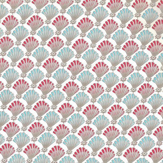 Red and Blue Florentine Shell Print Paper ~ Carta Fiorentina Italy